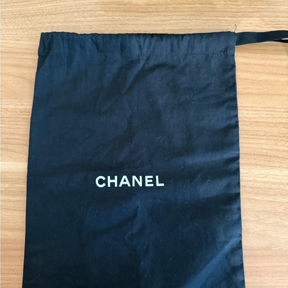 CHANEL Black Dust Bag with White Logo